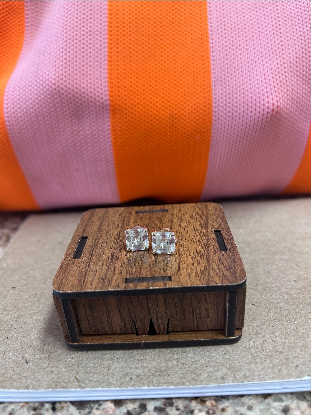 Sparkling Square-Cut Stud Earrings in Clear Crystal - Home Accents